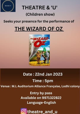 Theatre & U - The Wizard of OZ (Children Show)