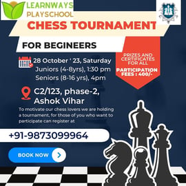 Learnways Playschool-CHESS TOURNAMENT OR BEGINEERS